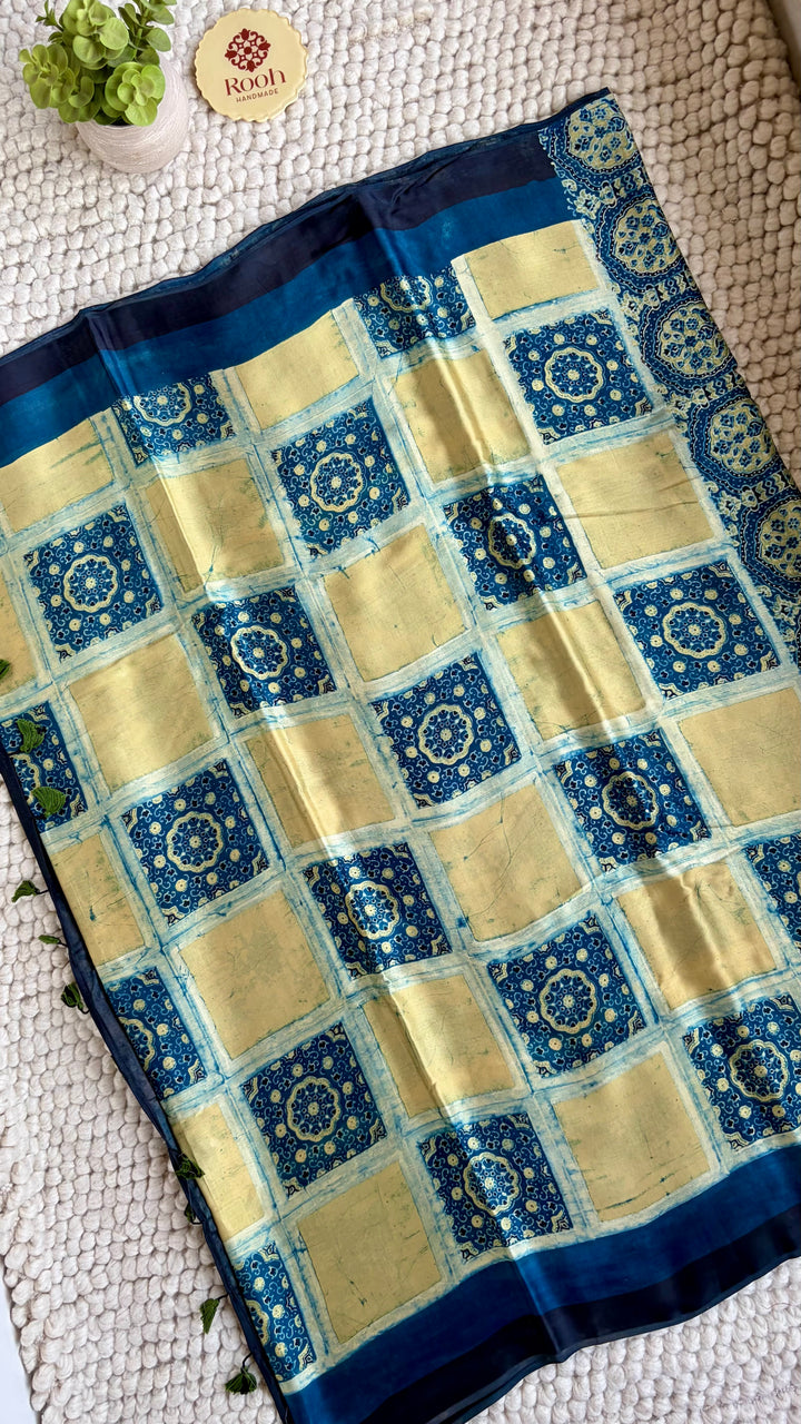 ROOH EXCLUSIVES- AJRAKH HAND BLOCK PRINTED PREMIUM MODAL SILK SAREE 11
