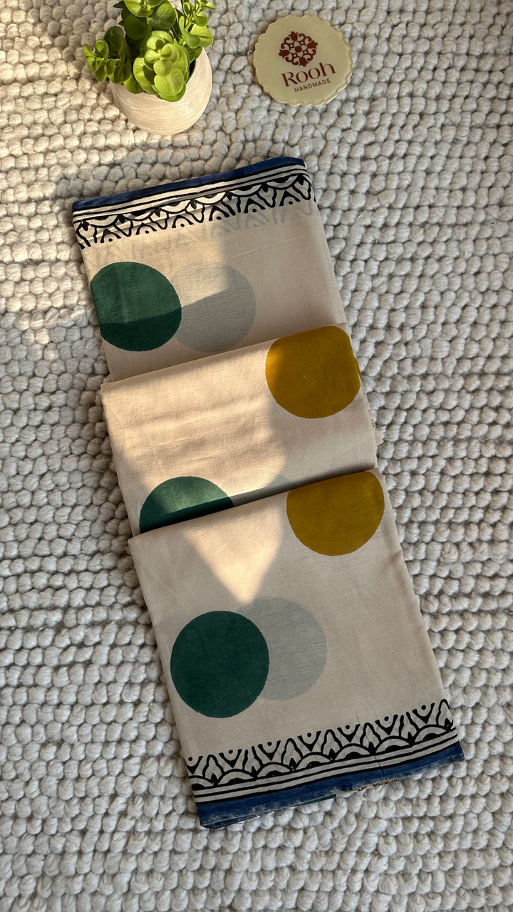 BAGRU HAND BLOCK PRINTED SOFT MULMUL COTTON SAREE- 118