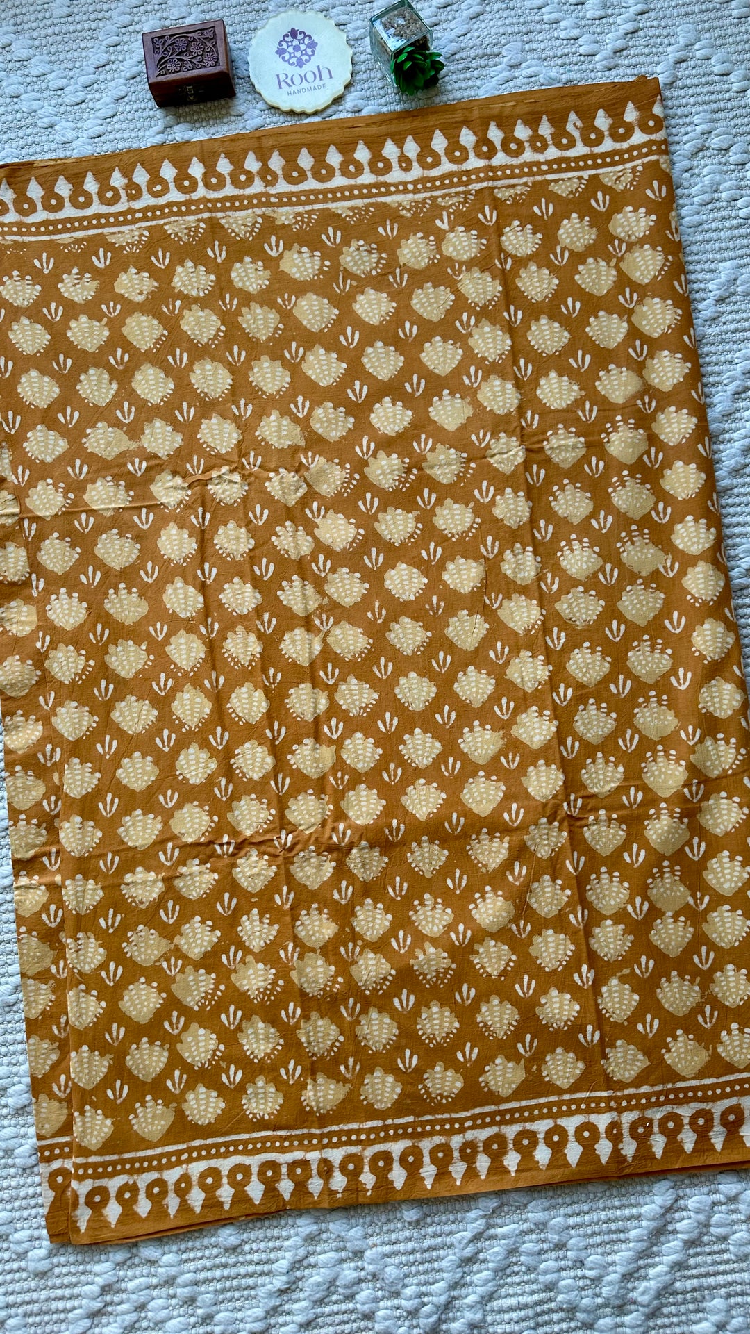 BAGRU HAND BLOCK PRINTED SOFT MULMUL COTTON SAREE- 073