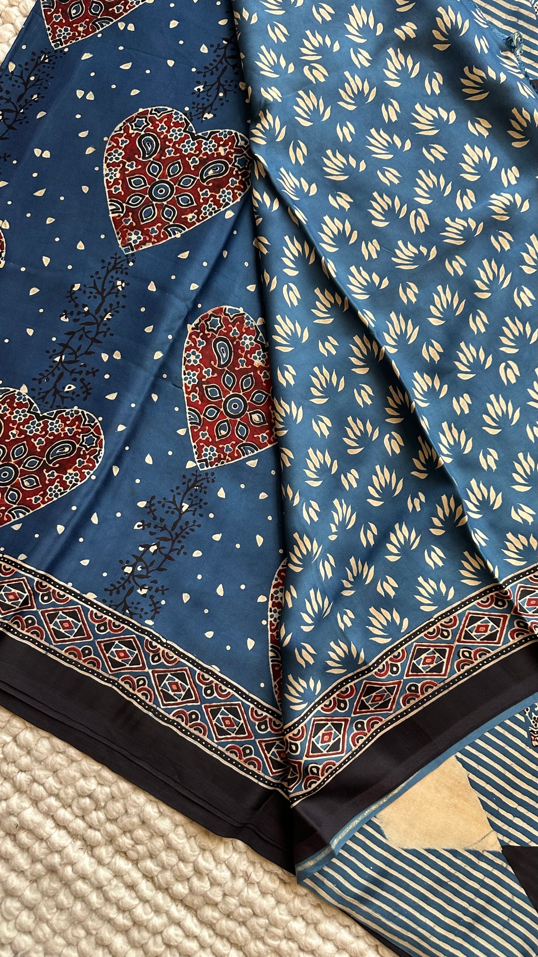 ROOH EXCLUSIVES- AJRAKH HAND BLOCK PRINTED PREMIUM MODAL SILK SAREE 13
