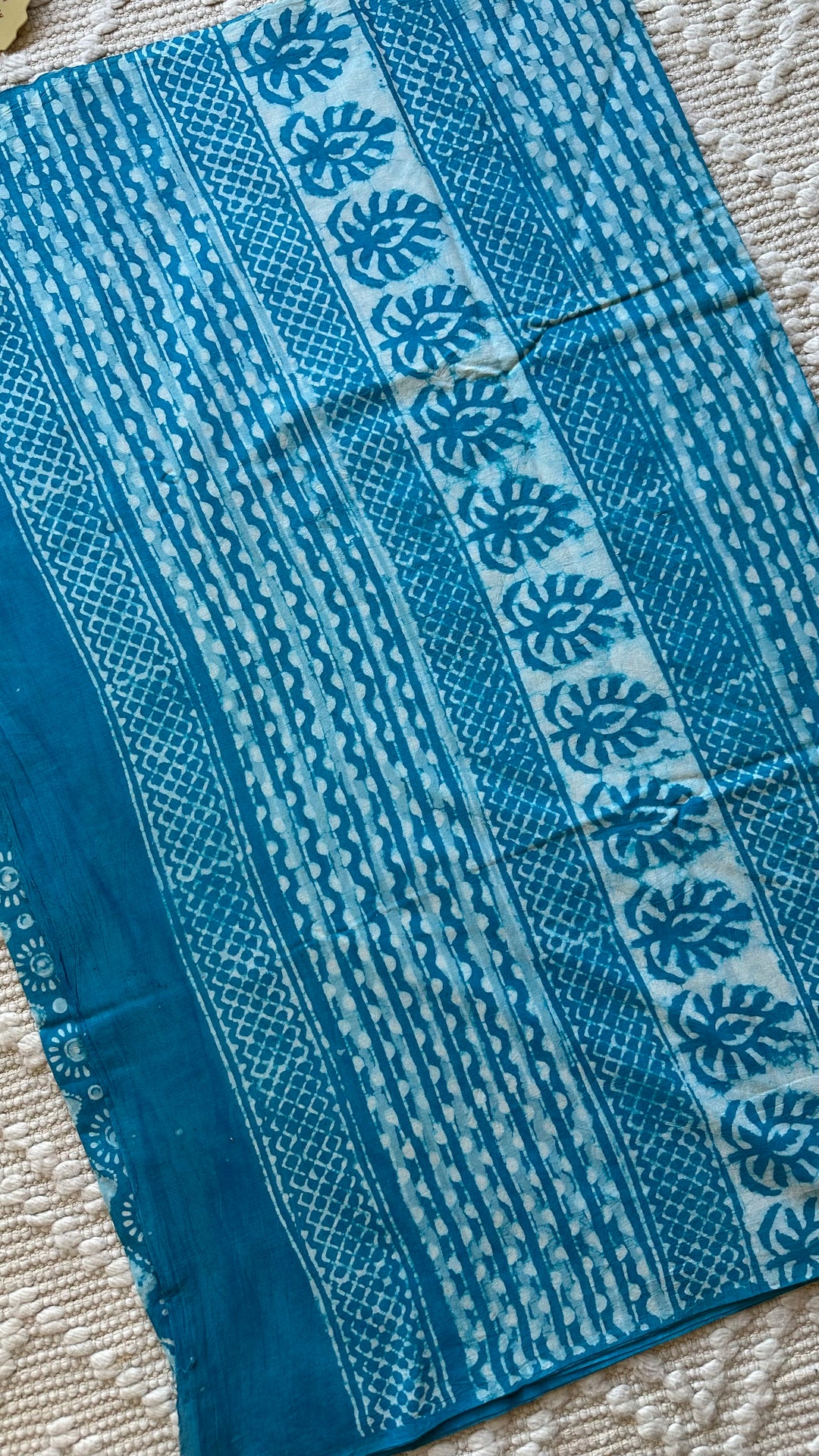 BAGRU HAND BLOCK PRINTED SOFT MULMUL COTTON SAREE- 057