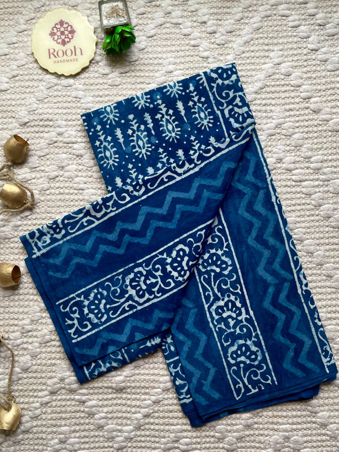 BAGRU HAND BLOCK PRINTED SOFT MULMUL COTTON SAREE- 099