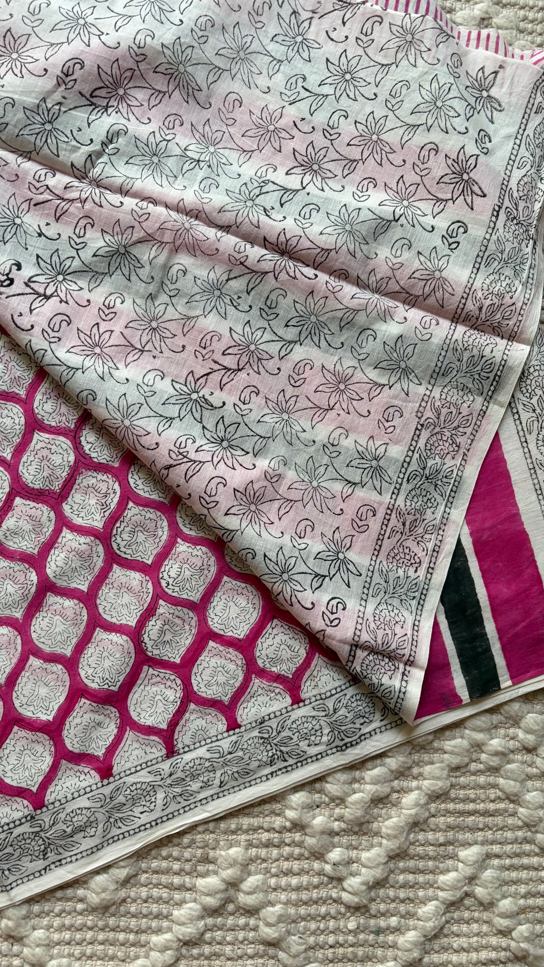 BAGRU HAND BLOCK PRINTED SOFT MULMUL COTTON SAREE- 109