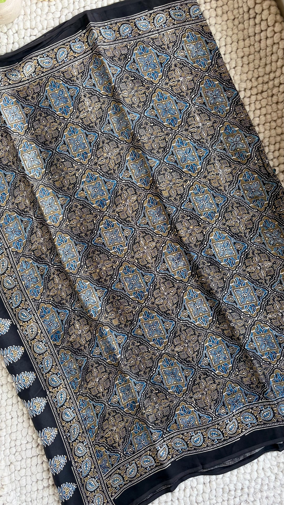 ROOH EXCLUSIVES- AJRAKH HAND BLOCK PRINTED PREMIUM MODAL SILK SAREE 02