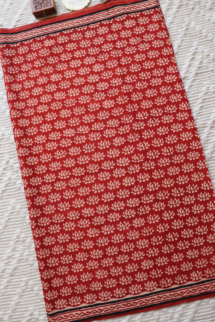 BAGRU HAND BLOCK PRINTED SOFT MULMUL COTTON SAREE- 087