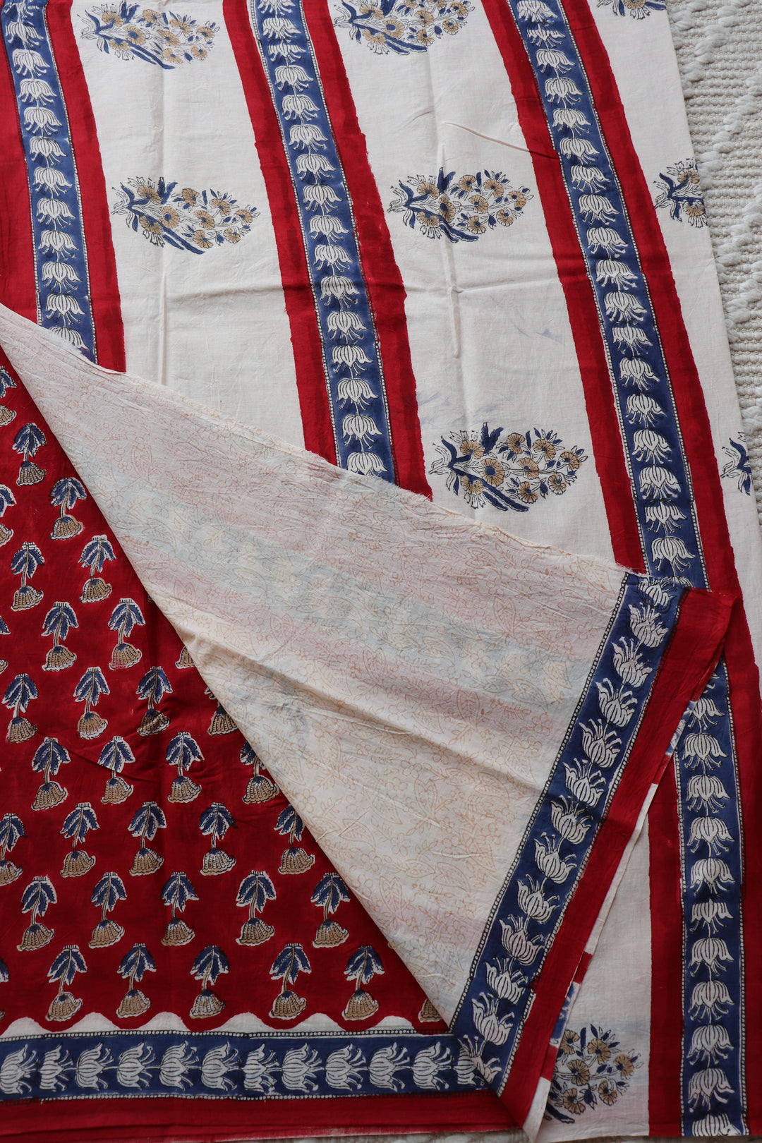BAGRU HAND BLOCK PRINTED SOFT MULMUL COTTON SAREE- 079