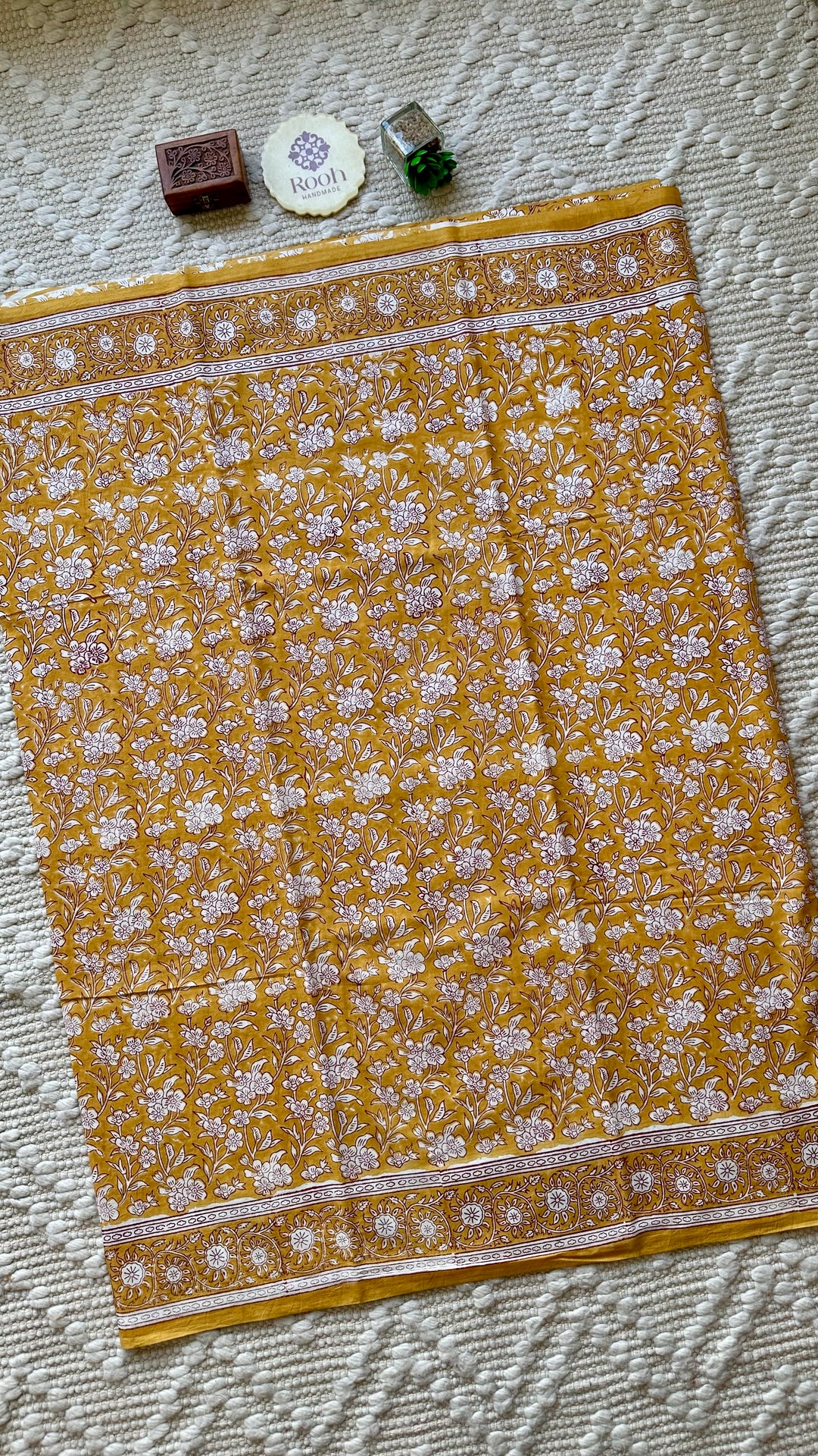 BAGRU HAND BLOCK PRINTED SOFT MULMUL COTTON SAREE- 075
