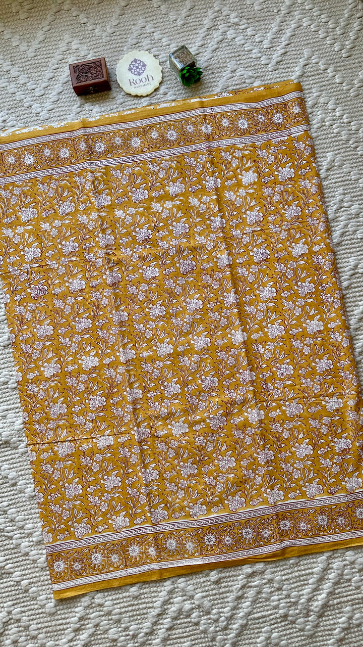 BAGRU HAND BLOCK PRINTED SOFT MULMUL COTTON SAREE- 075