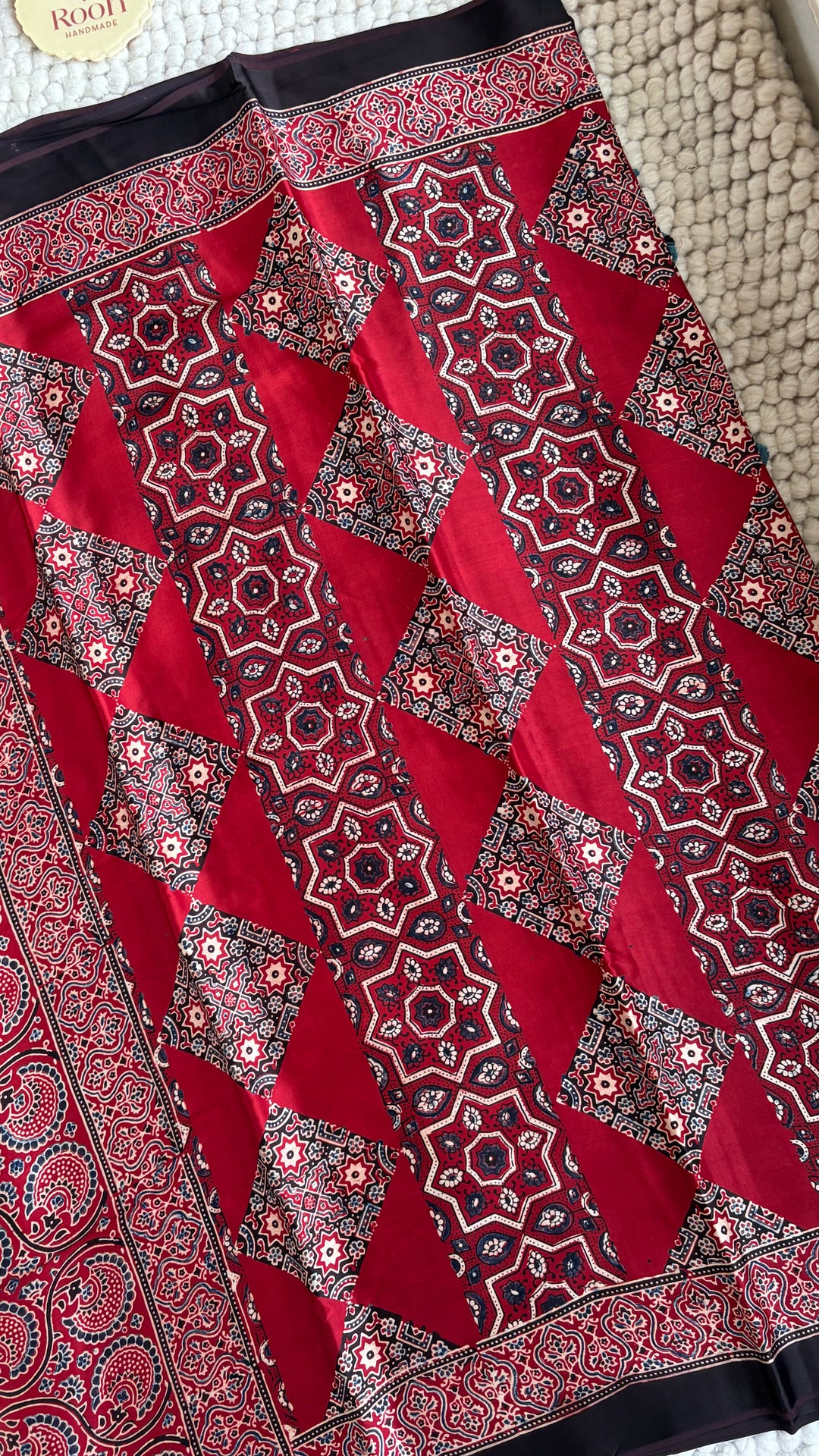 ROOH EXCLUSIVES- AJRAKH HAND BLOCK PRINTED PREMIUM MODAL SILK SAREE 05