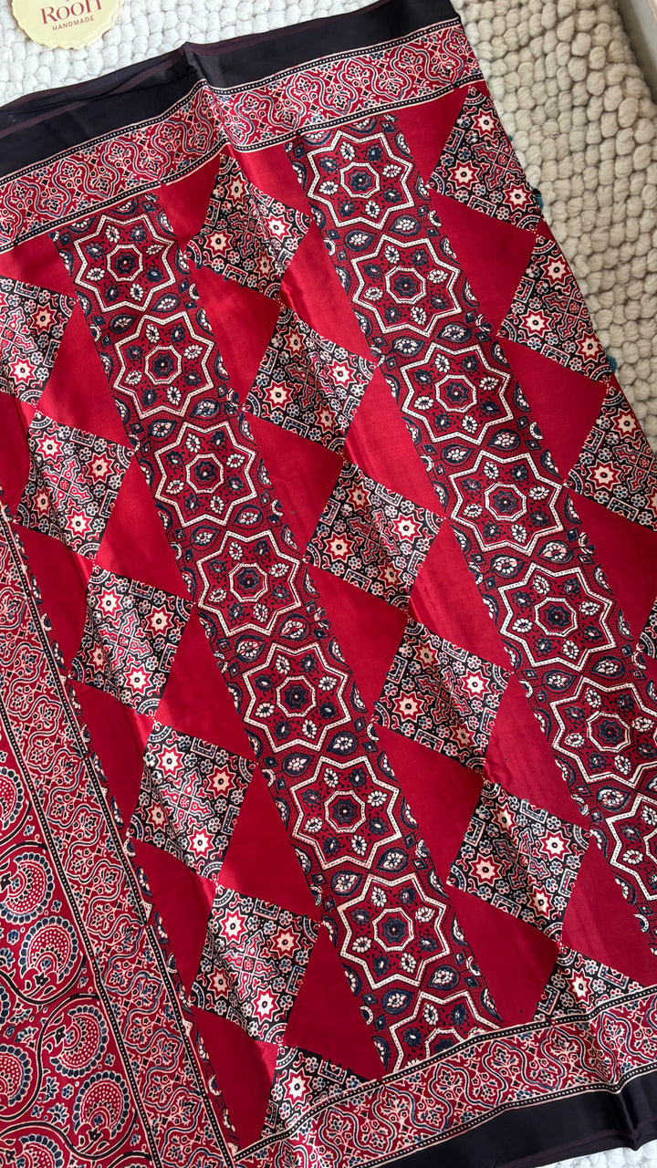ROOH EXCLUSIVES- AJRAKH HAND BLOCK PRINTED PREMIUM MODAL SILK SAREE 05