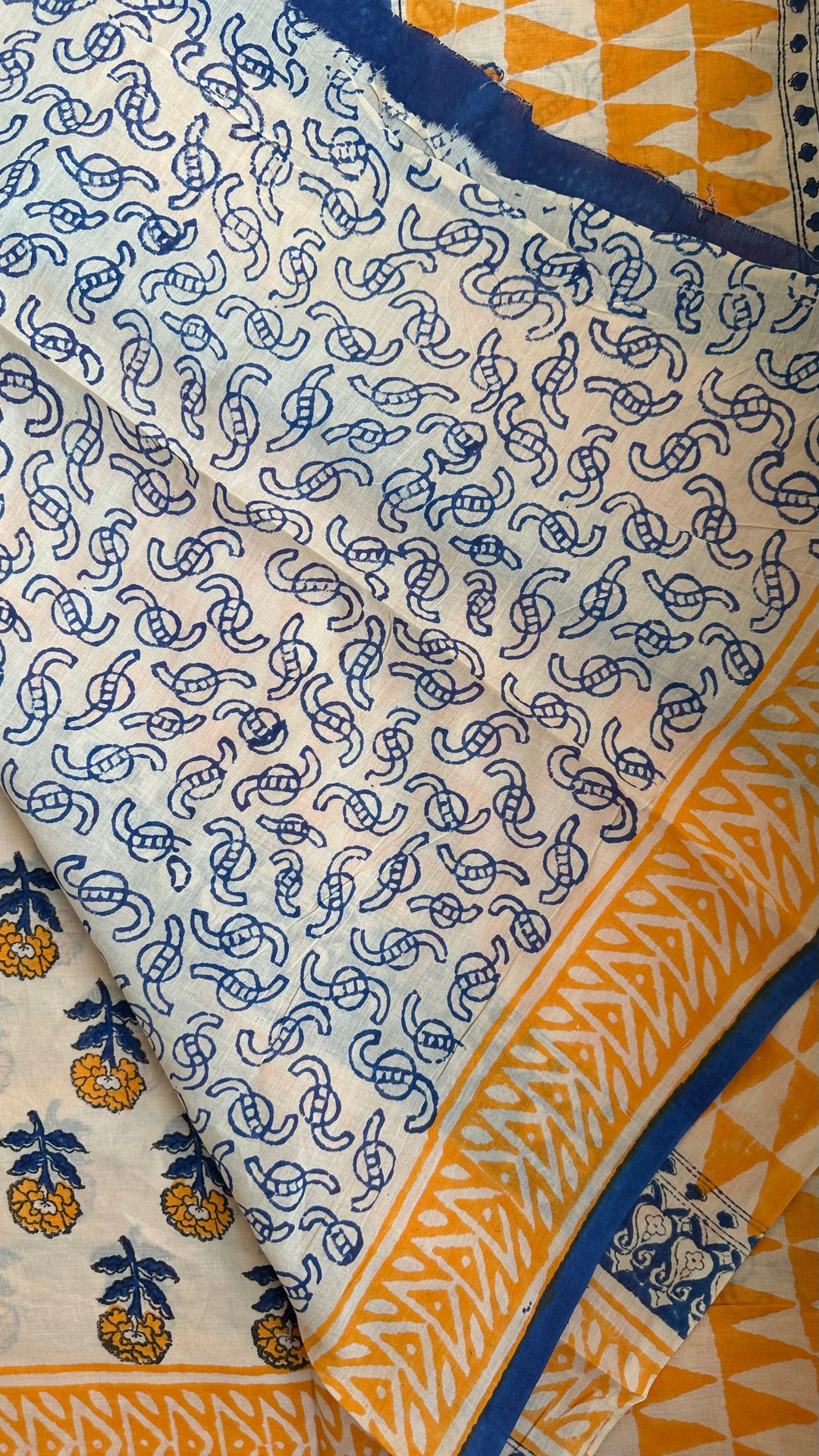 BAGRU HAND BLOCK PRINTED SOFT MULMUL COTTON SAREE- 142
