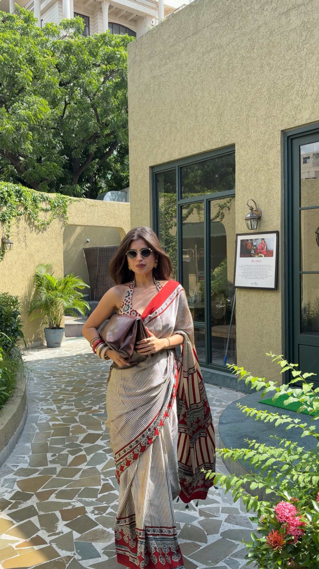 THE CLASSIC STRIPES - AJRAKH HAND BLOCK PRINTED MODAL SILK SAREE (ONLY AVAILABLE ON PRE-ORDER - DISPATCH TIME IS 30-35 DAYS)