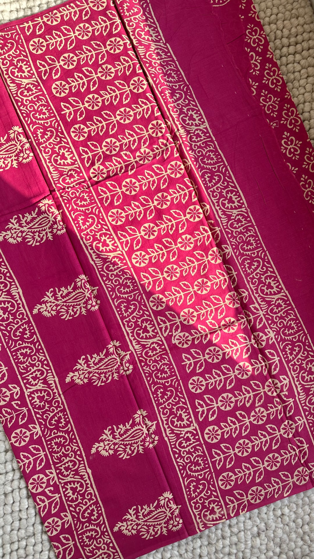 BAGRU HAND BLOCK PRINTED SOFT MULMUL COTTON SAREE- 134