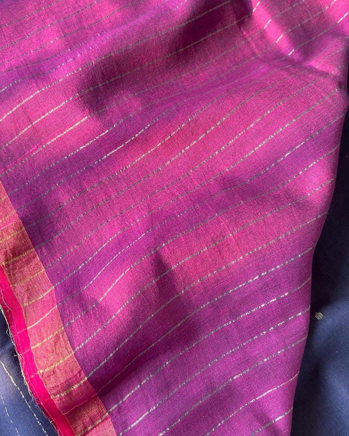 PREMIUM JAMDANI WEAVE HANDWOVEN AND HANDSPUN COTTON SAREE - PINK ON MIDNIGHT BLUE ( DISPATCH TIME IS 5-7 DAYS )