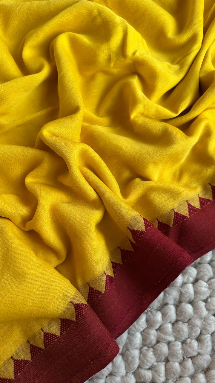 SUNFLOWER YELLOW PURE SUPER SOFT MULMUL COTTON SAREE - 020