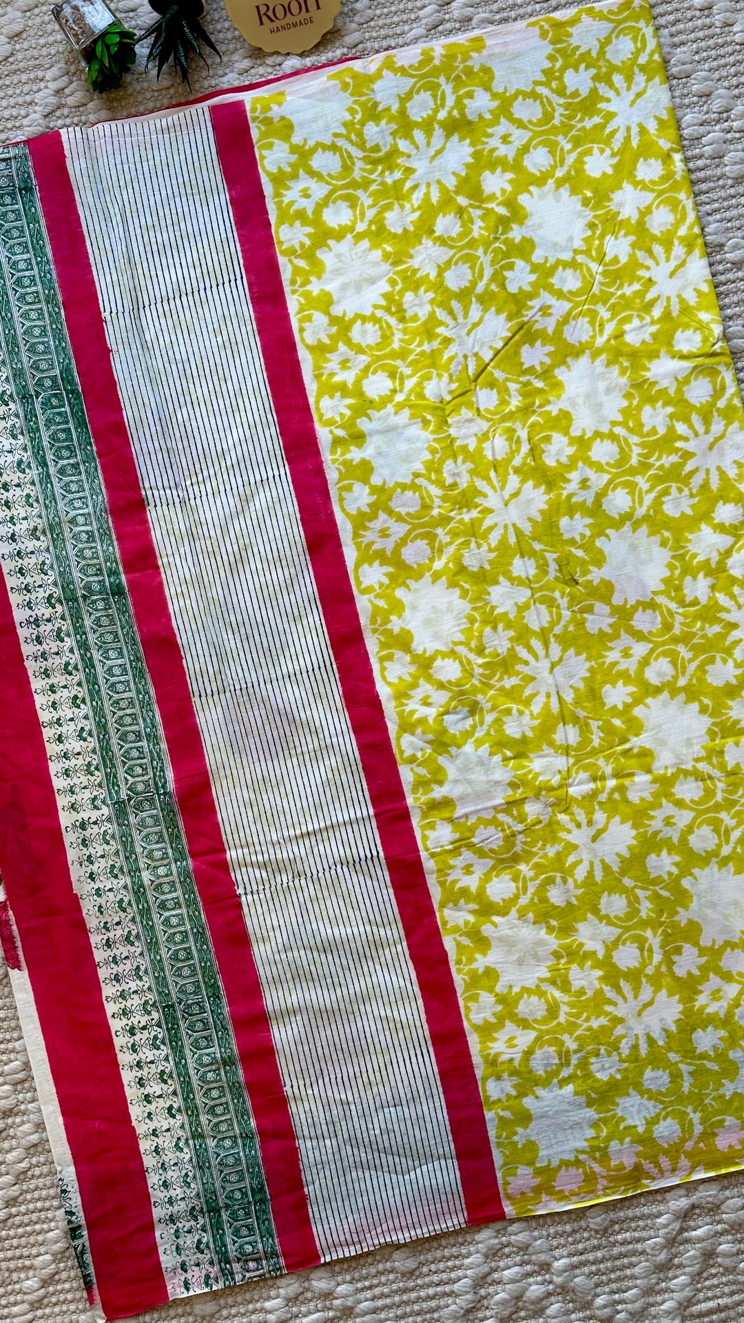BAGRU HAND BLOCK PRINTED SOFT MULMUL COTTON SAREE- 054