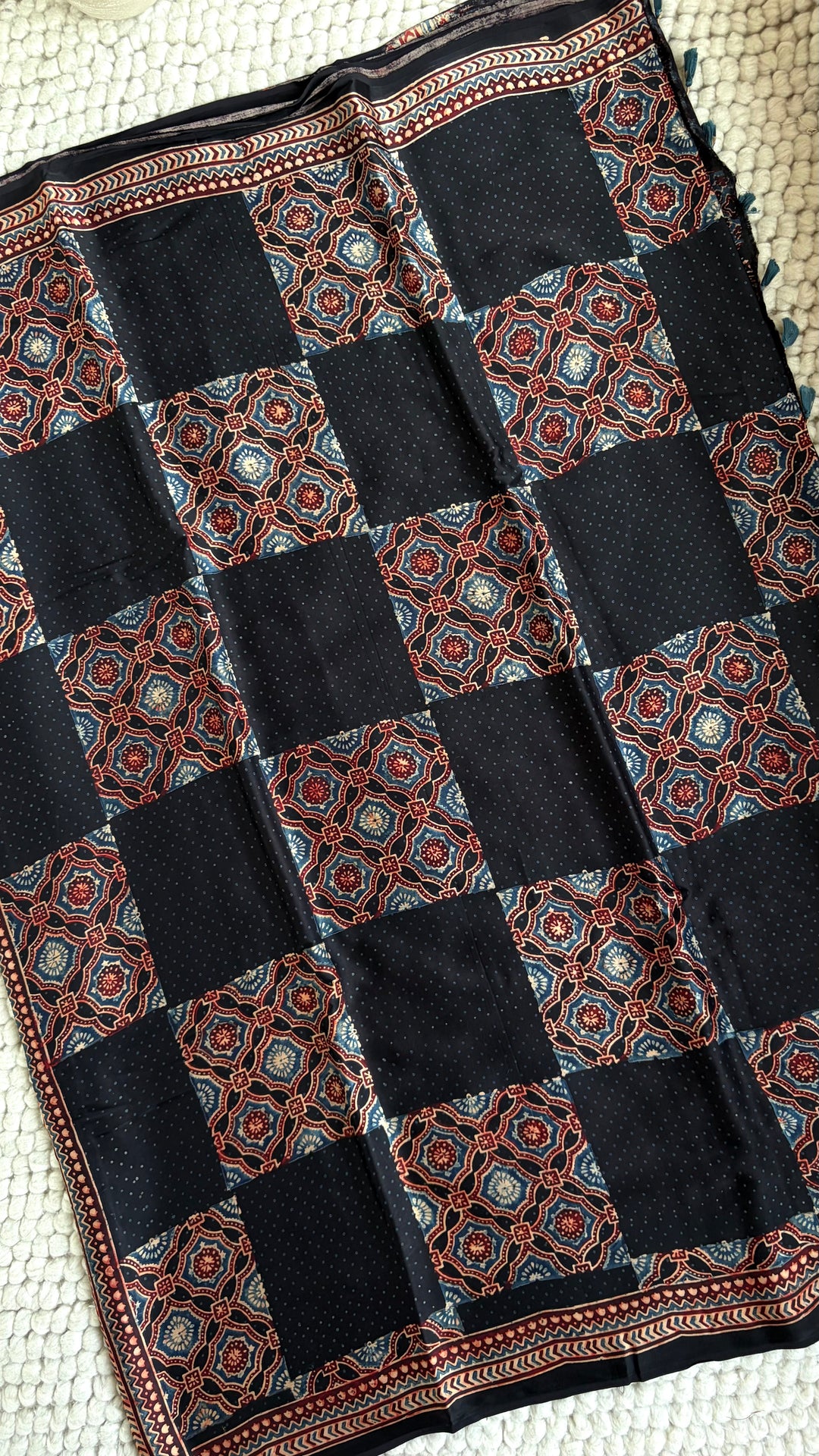 ROOH EXCLUSIVES- AJRAKH HAND BLOCK PRINTED PREMIUM MODAL SILK SAREE 07