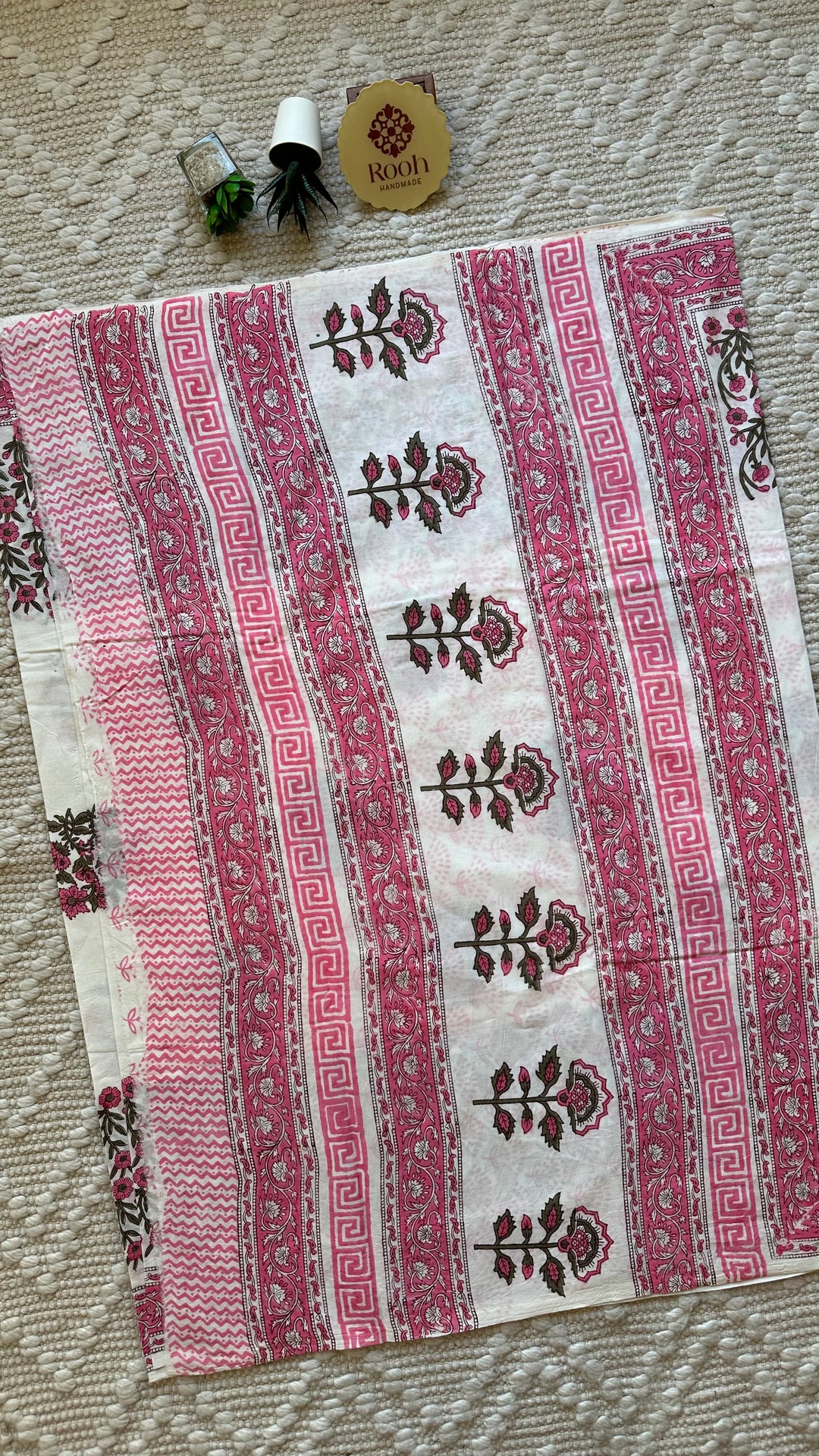 BAGRU HAND BLOCK PRINTED SOFT MULMUL COTTON SAREE- 055