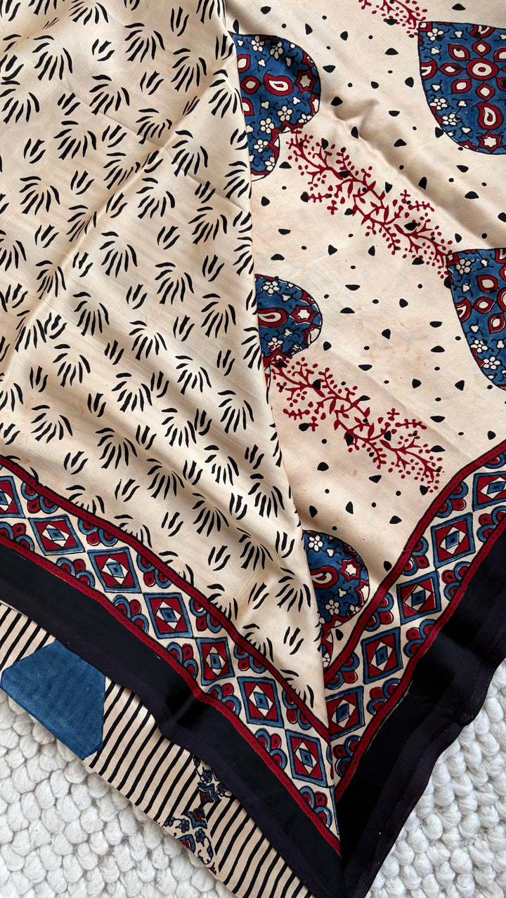 ROOH EXCLUSIVES- AJRAKH HAND BLOCK PRINTED PREMIUM MODAL SILK SAREE 04