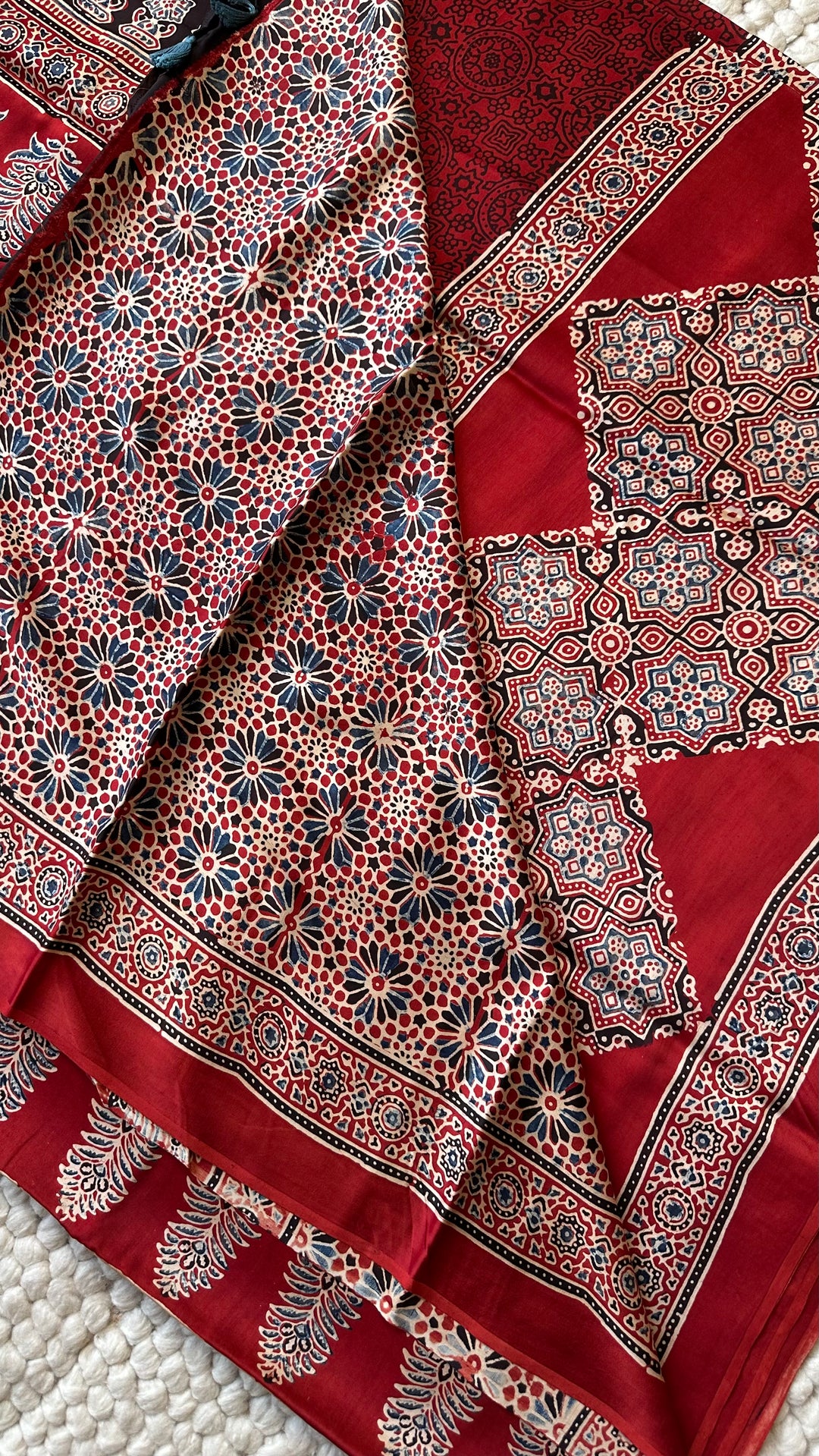 ROOH EXCLUSIVES- AJRAKH HAND BLOCK PRINTED PREMIUM MODAL SILK SAREE 22