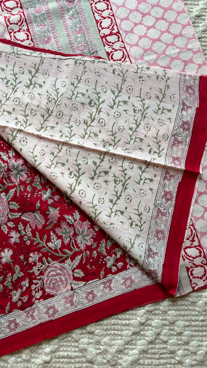 BAGRU HAND BLOCK PRINTED SOFT MULMUL COTTON SAREE- 107 (DISPATCH TIME - 5 TO 7 DAYS)