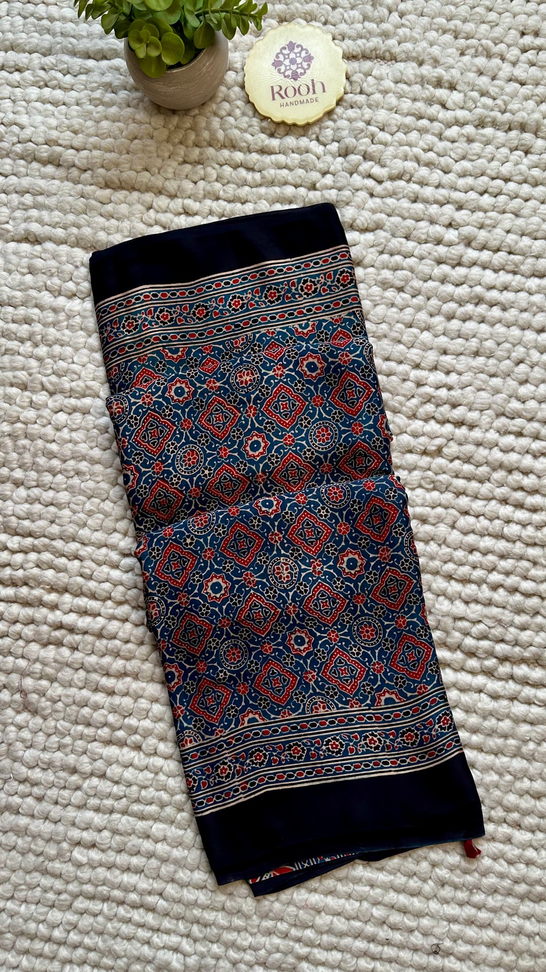 ROOH EXCLUSIVES- AJRAKH HAND BLOCK PRINTED PREMIUM MODAL SILK SAREE 21