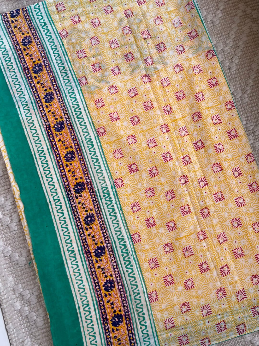 BAGRU HAND BLOCK PRINTED SOFT MULMUL COTTON SAREE- 050