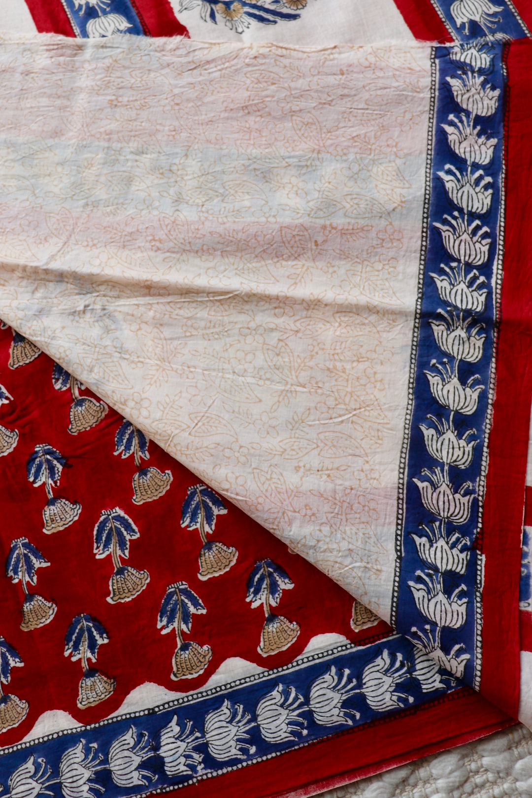 BAGRU HAND BLOCK PRINTED SOFT MULMUL COTTON SAREE- 079