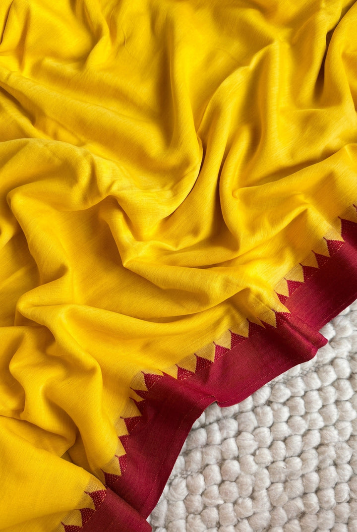 SUNFLOWER YELLOW PURE SUPER SOFT MULMUL COTTON SAREE - 020