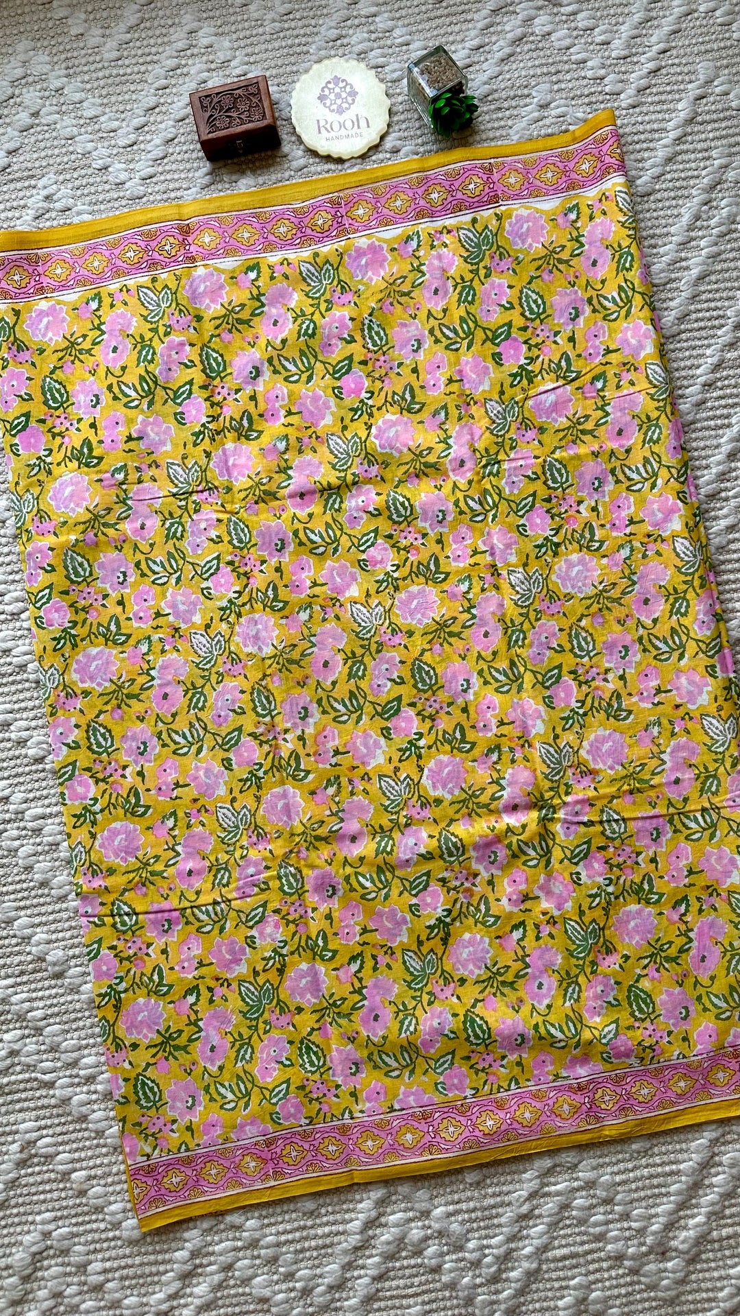 BAGRU HAND BLOCK PRINTED SOFT MULMUL COTTON SAREE- 074
