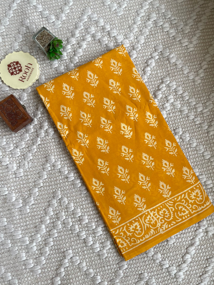 BAGRU HAND BLOCK PRINTED SOFT MULMUL COTTON SAREE- 047