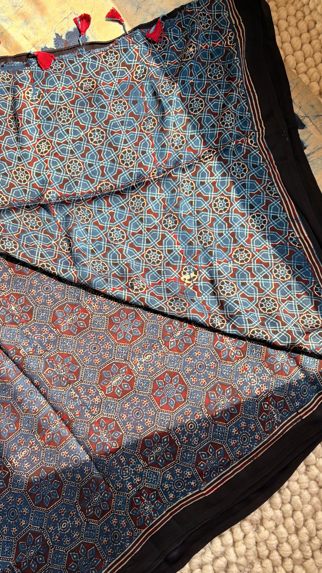 NETRA - AJRAKH HAND BLOCK PRINTED PREMIUM MODAL SILK SAREE
