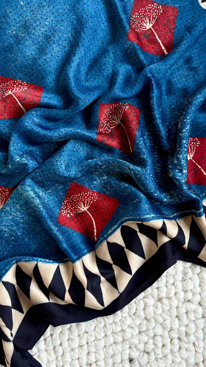 ROOH EXCLUSIVES- AJRAKH HAND BLOCK PRINTED PREMIUM MODAL SILK SAREE 06