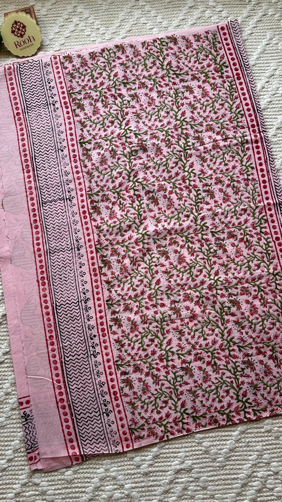 BAGRU HAND BLOCK PRINTED SOFT MULMUL COTTON SAREE- 095