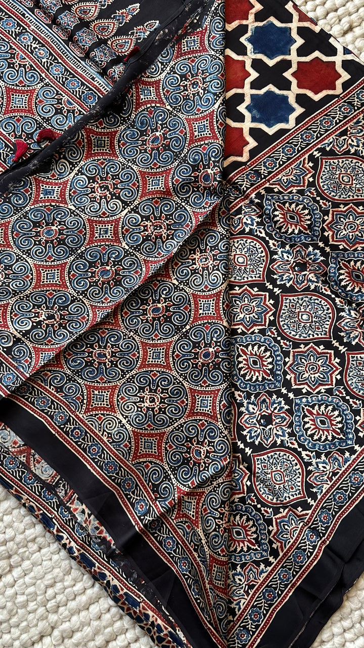 ROOH EXCLUSIVES- AJRAKH HAND BLOCK PRINTED PREMIUM MODAL SILK SAREE 18