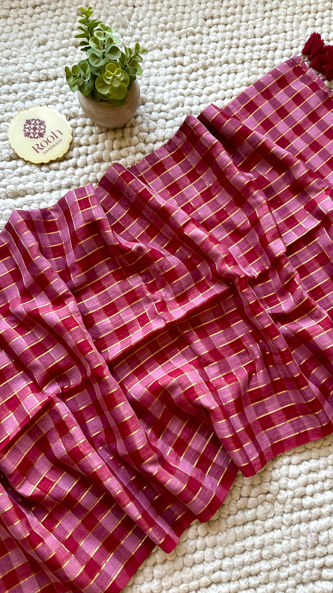 HANDWOVEN MULTICOLOUR CHECKERED MULMUL COTTON SAREE - 01 (DISPATCH TIME - 5 TO 7 DAYS)
