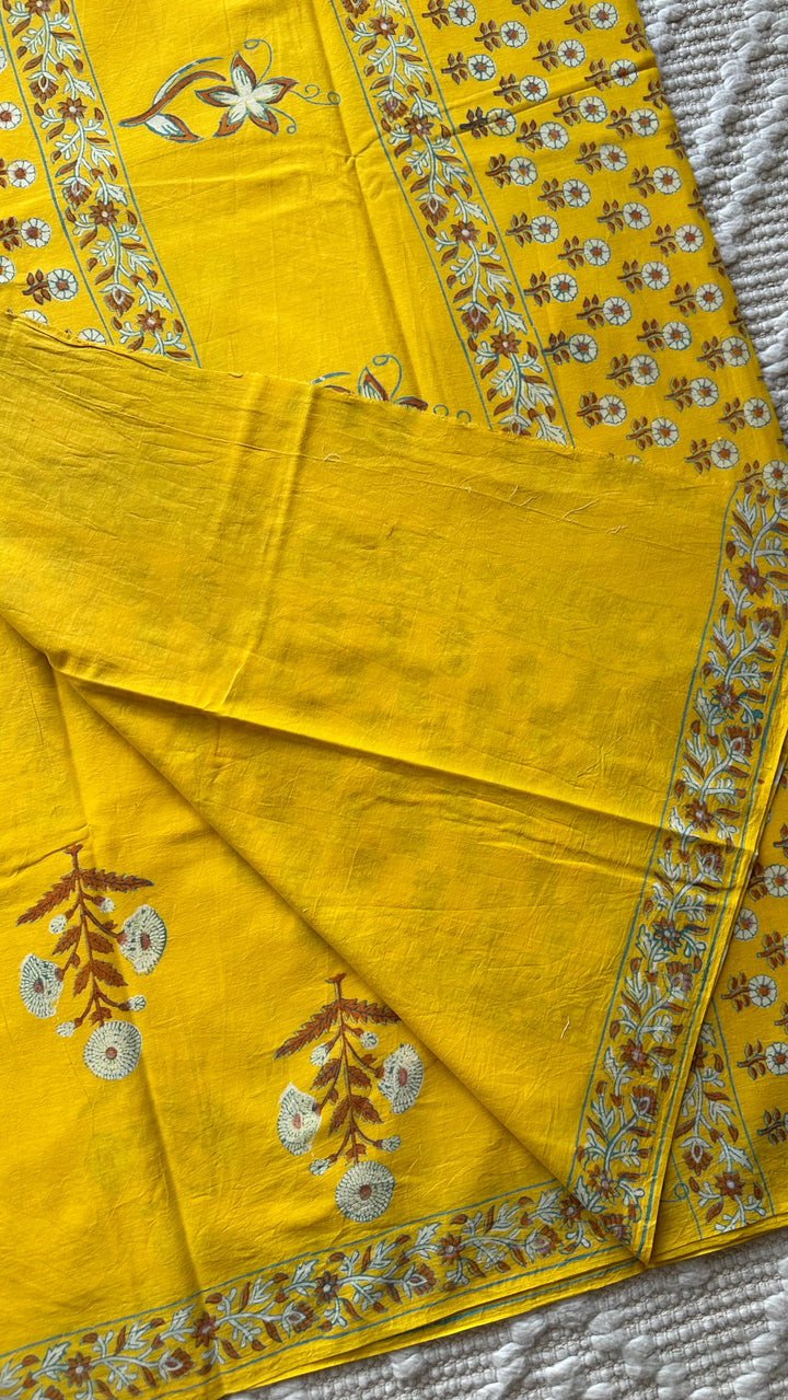 BAGRU HAND BLOCK PRINTED SOFT MULMUL COTTON SAREE- 070