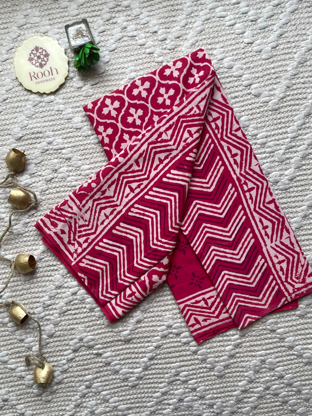 BAGRU HAND BLOCK PRINTED SOFT MULMUL COTTON SAREE- 096