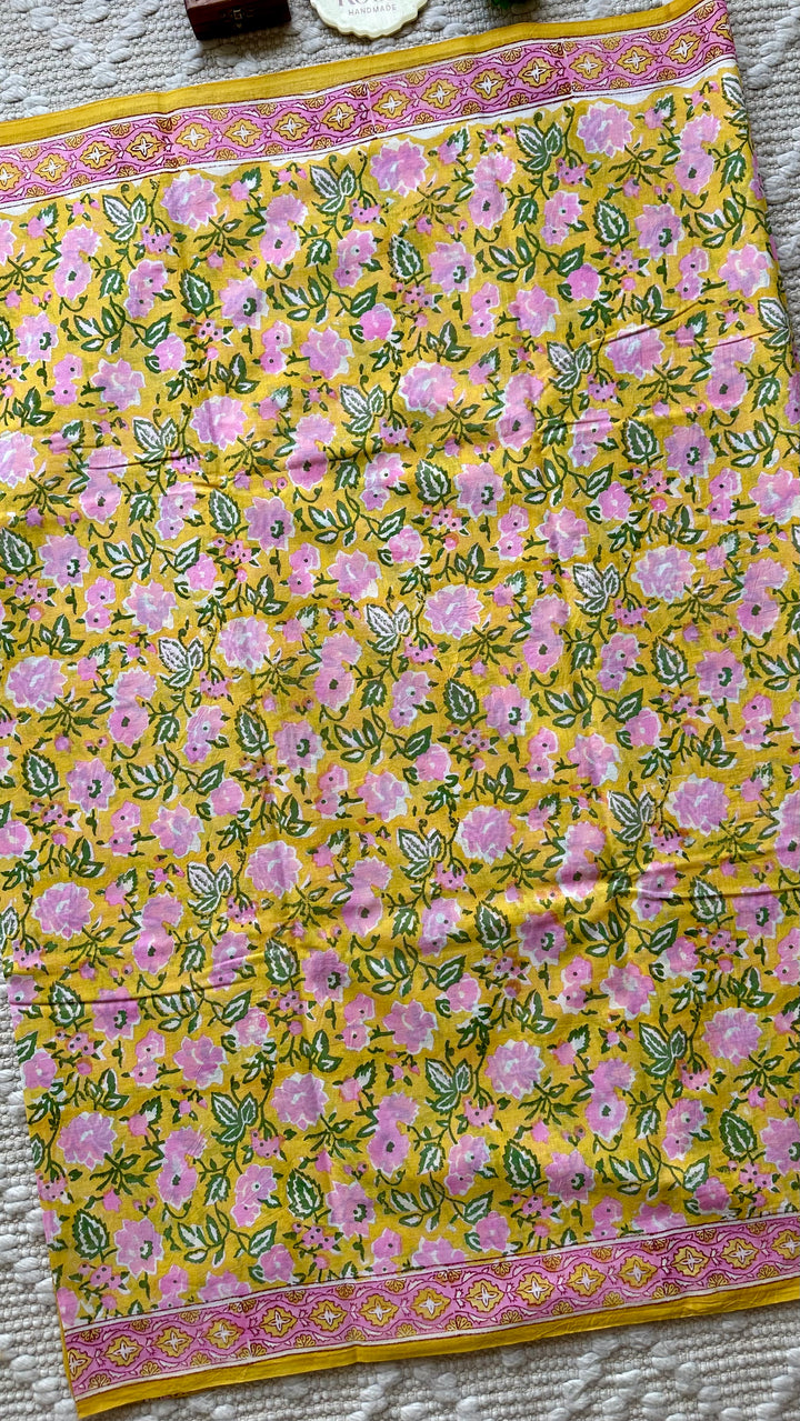 BAGRU HAND BLOCK PRINTED SOFT MULMUL COTTON SAREE- 074