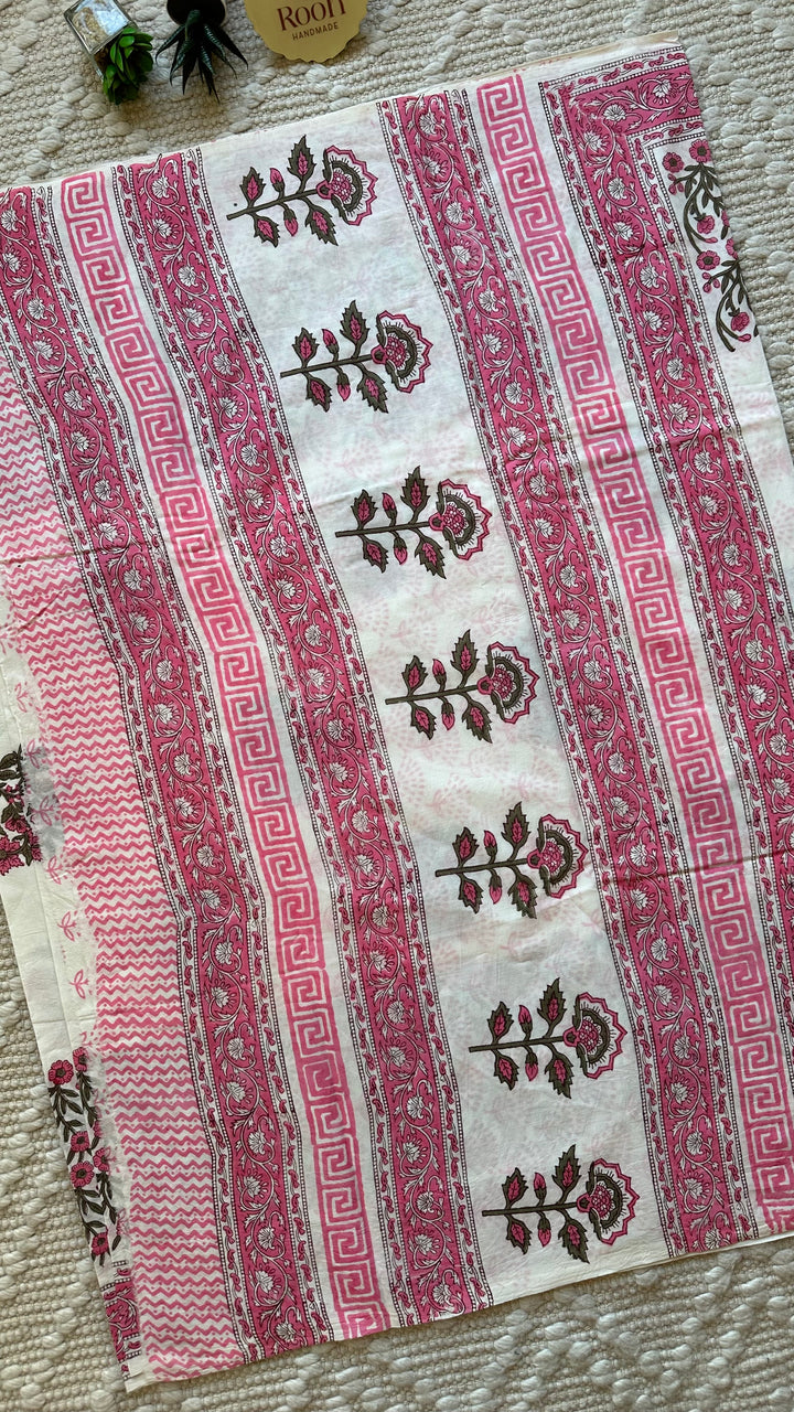 BAGRU HAND BLOCK PRINTED SOFT MULMUL COTTON SAREE- 055