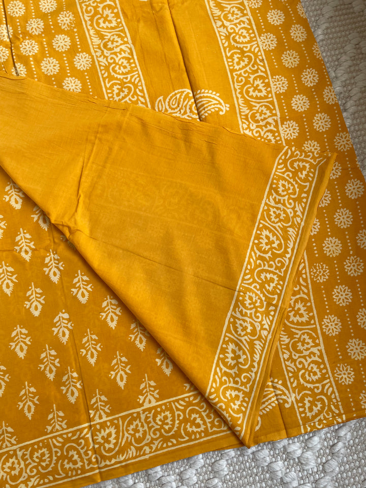 BAGRU HAND BLOCK PRINTED SOFT MULMUL COTTON SAREE- 047