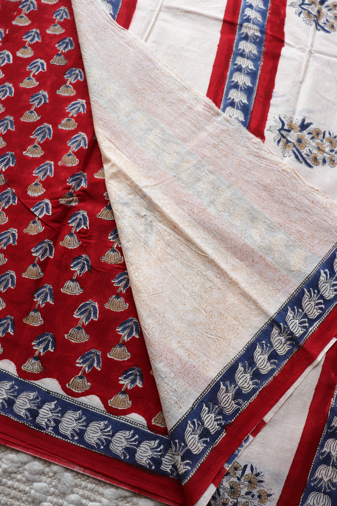 BAGRU HAND BLOCK PRINTED SOFT MULMUL COTTON SAREE- 079