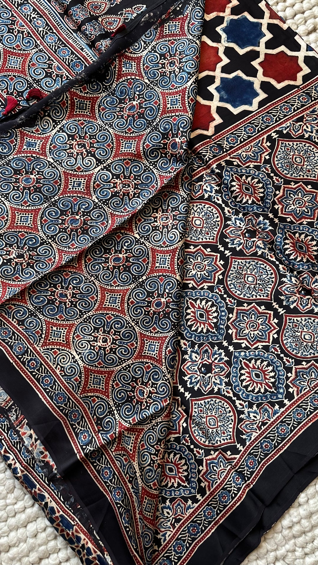 ROOH EXCLUSIVES- AJRAKH HAND BLOCK PRINTED PREMIUM MODAL SILK SAREE 18