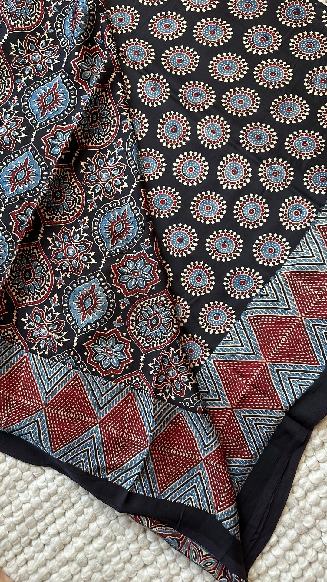 ROOH EXCLUSIVES- AJRAKH HAND BLOCK PRINTED PREMIUM MODAL SILK SAREE 19