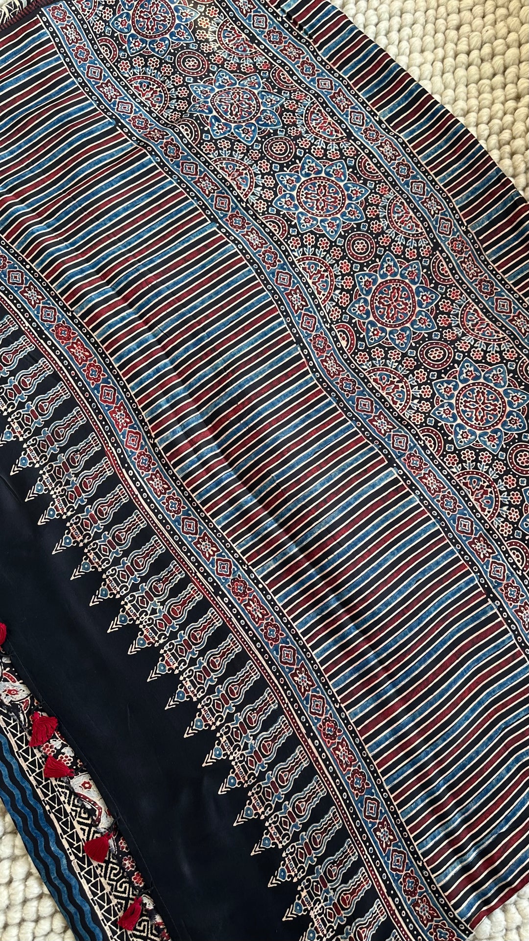 ABSTRACT DREAMS - AJRAKH HAND BLOCK PRINTED PREMIUM MODAL SILK SAREE