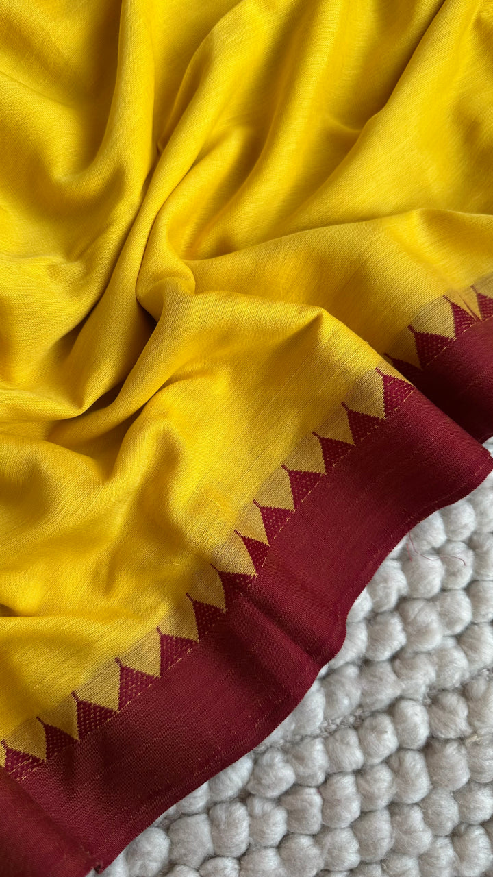 SUNFLOWER YELLOW PURE SUPER SOFT MULMUL COTTON SAREE - 020