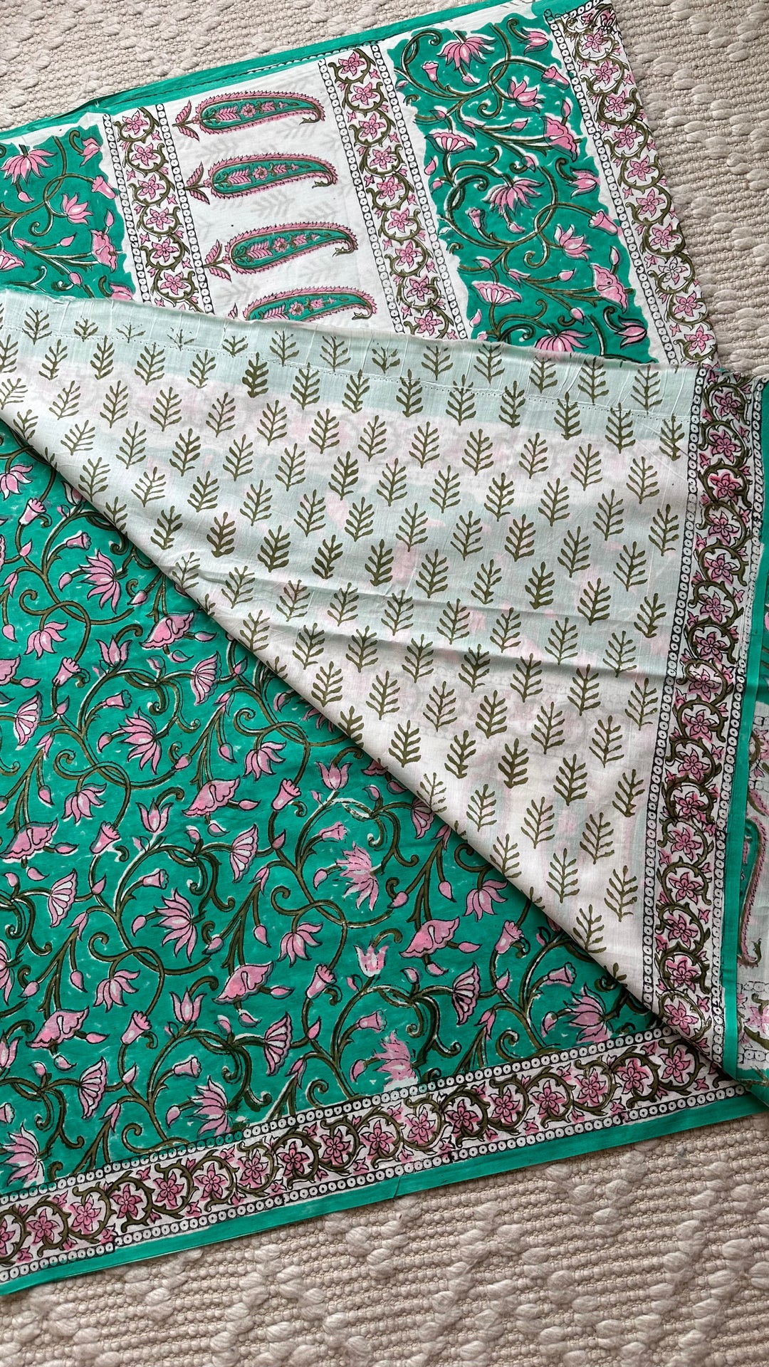BAGRU HAND BLOCK PRINTED SOFT MULMUL COTTON SAREE- 097