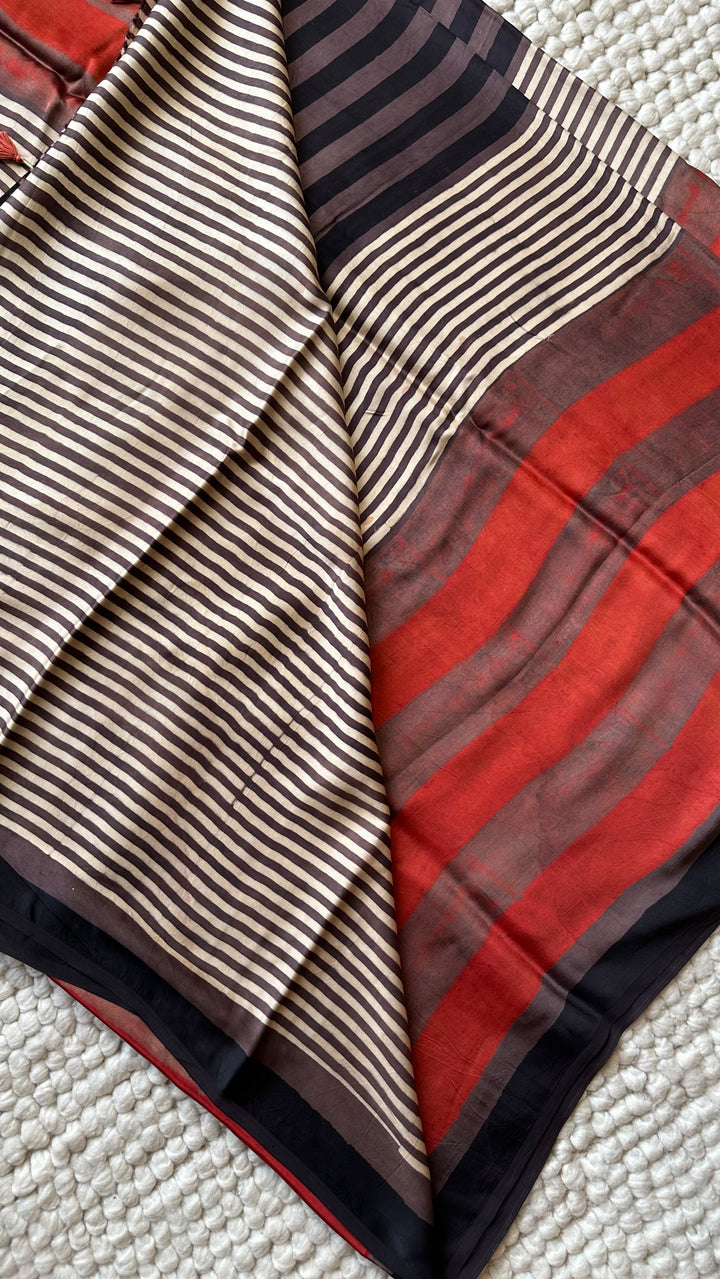 ROOH EXCLUSIVES- AJRAKH HAND BLOCK PRINTED PREMIUM MODAL SILK SAREE 24