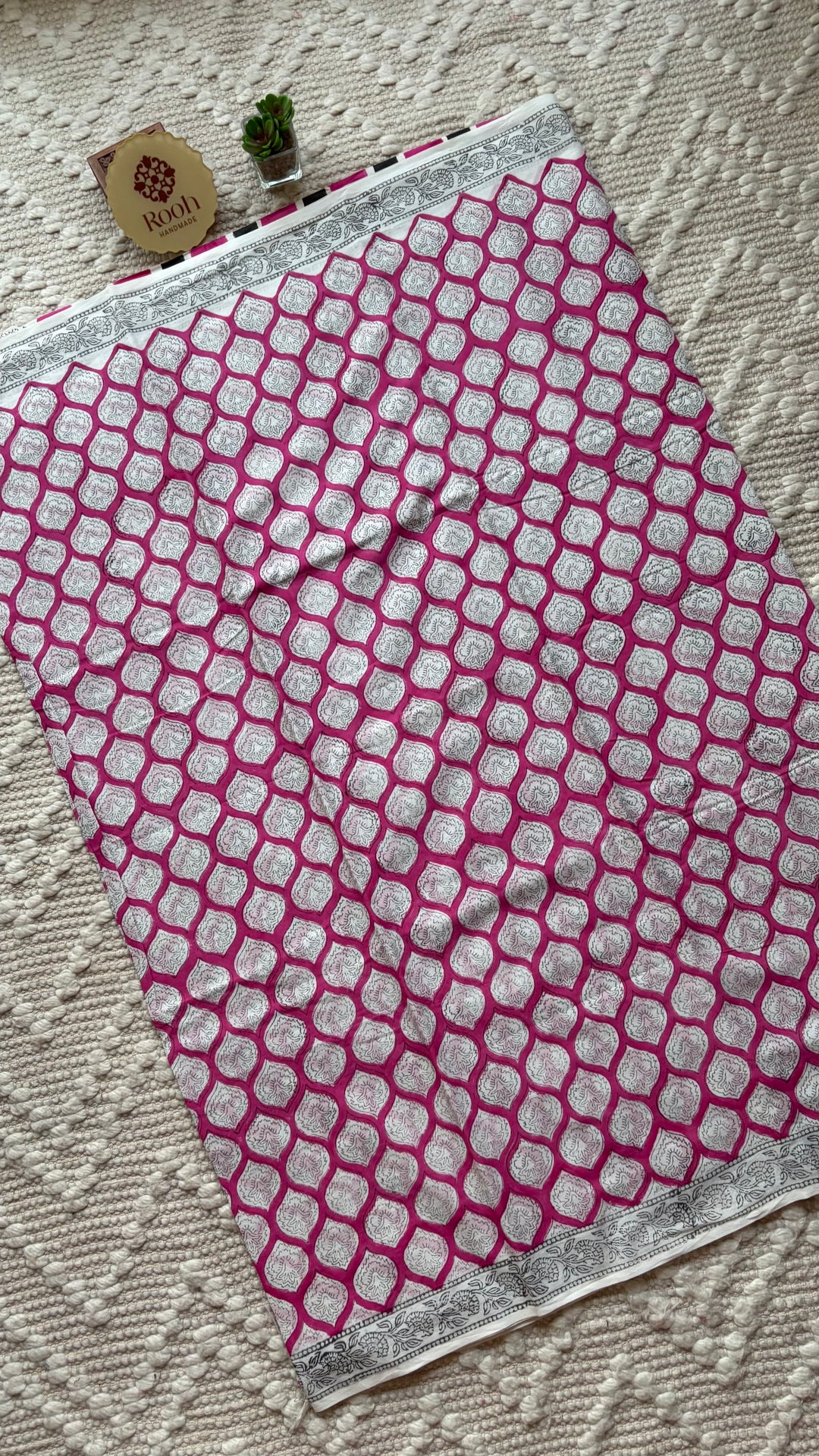 BAGRU HAND BLOCK PRINTED SOFT MULMUL COTTON SAREE- 109