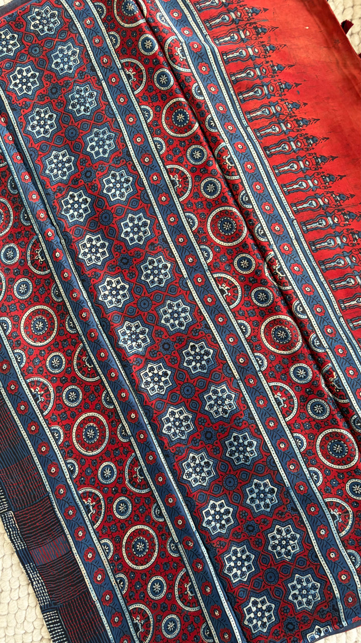 ROOH EXCLUSIVES- AJRAKH HAND BLOCK PRINTED PREMIUM MODAL SILK SAREE 10